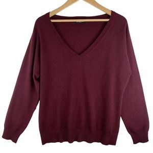 Kallspin Mens Cashmere And Wool Blend V‎ - Neck Sweater. Size Large. Dark Maroon